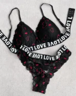 ست نیمتنه و شورت اسپورت love مشکی