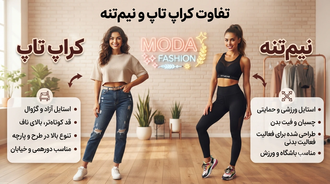تفاوت کراپ و نیم تنه چیست؟ مقایسه کامل از نظر کاربرد، طراحی و استایل