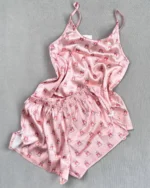 ست تاپ و شلوارک ساتن زنانه سگ
