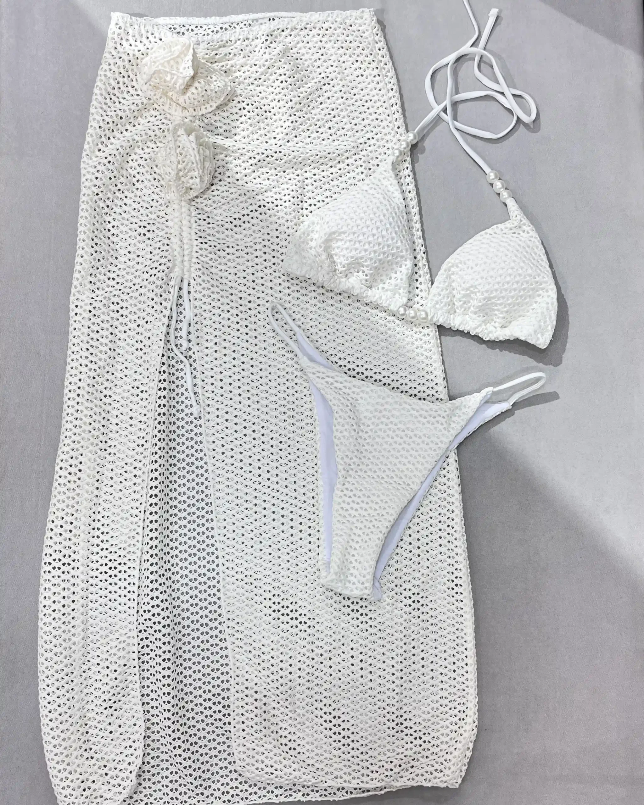 5. a206-bikini-set-adjustable-front-skirt-detail بیکینی سه تکه لونه زنبوری