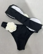 بیکینی سه تکه جلو گلدار سفید