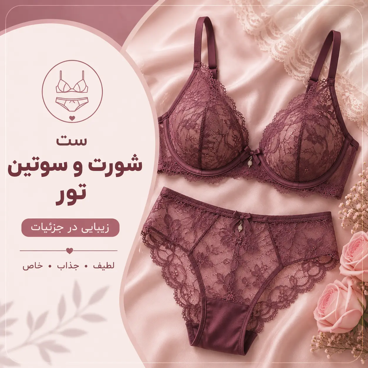 دسته بندی ست شورت و سوتین تور و گیپور
