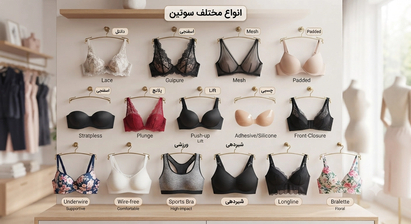 تفلوت شکل انواع مختلف سوتین