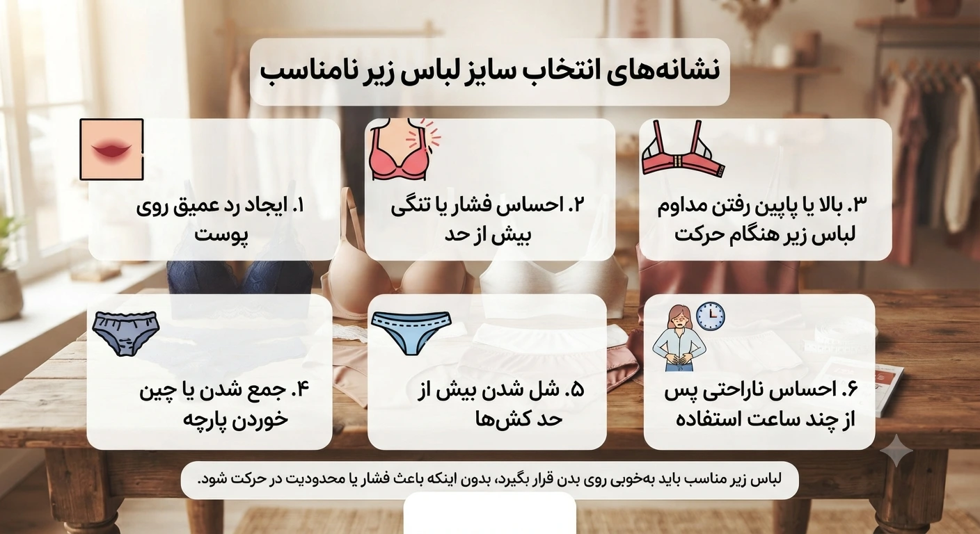 راهنمای خرید لباس زیر زنانه؛ چگونه بهترین مدل، جنس و سایز را انتخاب کنیم؟ 5 نشانههای انتخاب سایز نامناسب لباس زیر