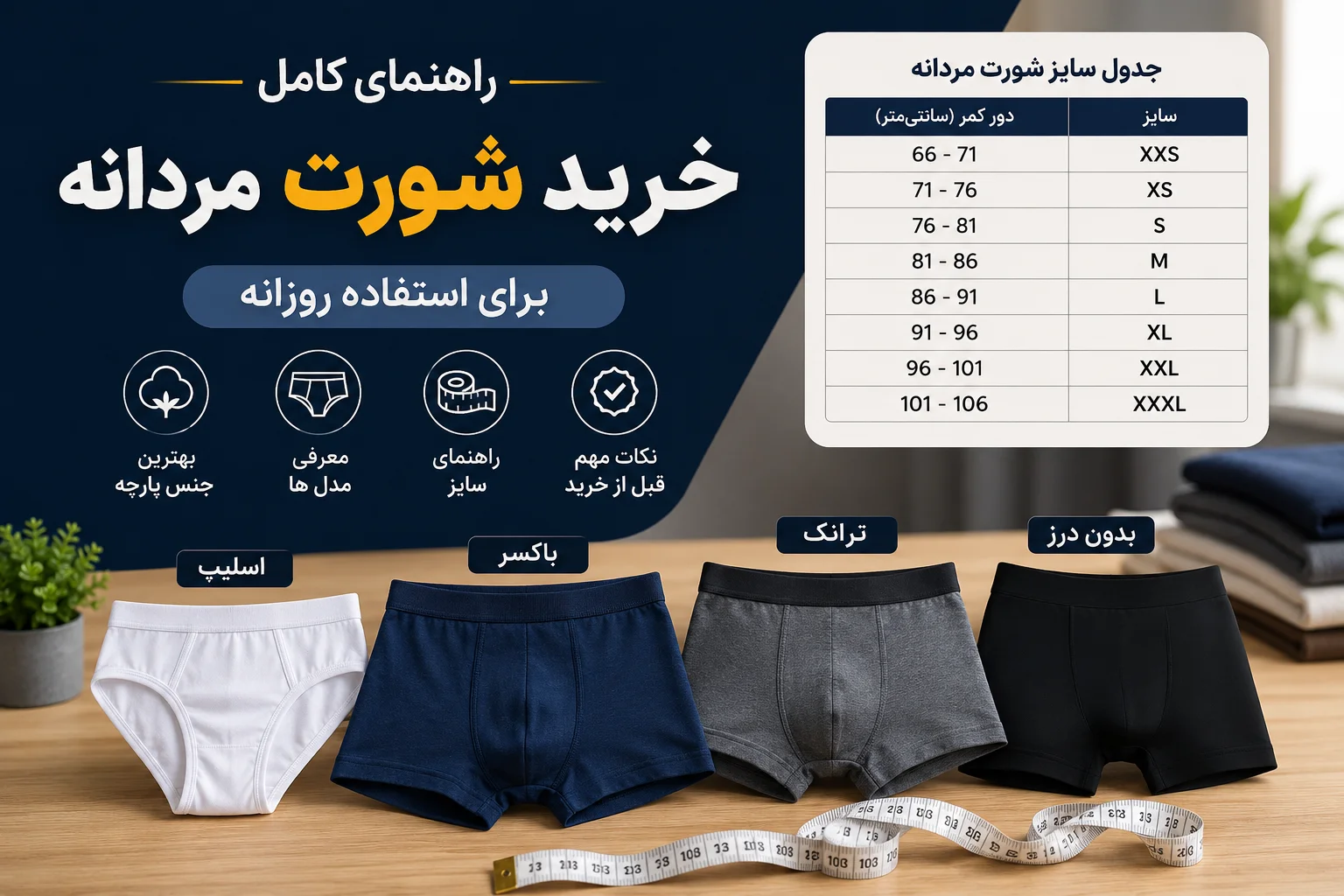 راهنمای خرید شورت مردانه برای استفاده روزانه (همراه جدول سایز)